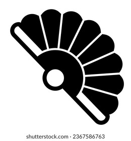 Classic Japanese folding fan solid icon, theater concept, hand fan vector sign on white background, glyph style icon for mobile concept and web design. Vector graphics