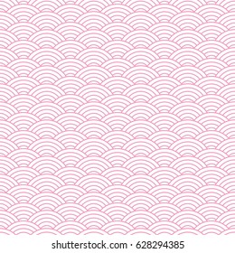 Classic japanese squama seamless pattern for textile industry, fabric design, pink and white color with gradient