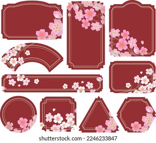Classic Japanese style spring cherry blossom frame decoration
