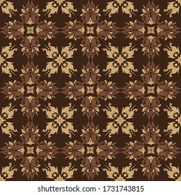 Classic Javanese batik pattern with dark brown color and simple flower motifs