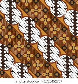 Classic Javanese batik pattern with simple golden brown color