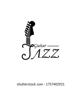 Classic Jazz Country Guitar Music Vintage Retro Ribbon logo design