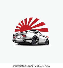 Classic JDM Drift Car Vector Illustration. Japanese Sport Car Vector. Best for Automotive Tshirt Design