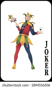 Classic Joker Playing Card - Vector Illustration.