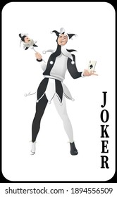 Classic Joker playing card - Vector illustration.