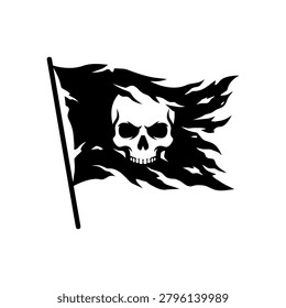 Classic Jolly Roger flag illustration featuring a weathered look, perfect for maritime adventure themes, parties, historical projects, or rebellious brand elements.