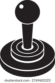 Classic joystick controller with concentric circular base and single large button silhouette vector icon