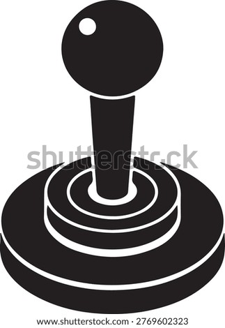 Classic joystick controller with concentric circular base and single large button silhouette vector icon