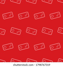 Classic joystick on red background, seamless pattern background, seamless background, vector.
