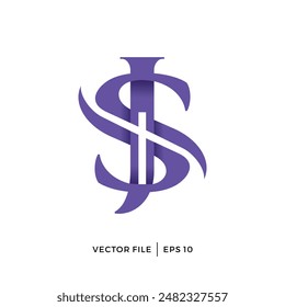 Classic JS letter initials logo design with cross