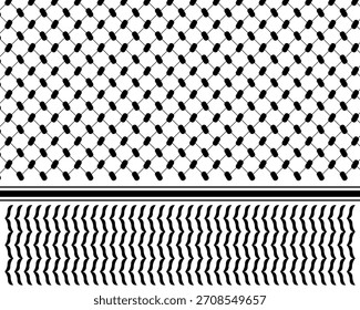Classic keffiyeh or shemagh pattern. Traditional Palestinian headscarf or neckerchief print. Abstract geometric fabric texture in oriental style. Arabic cloth background. Vector graphic illustration.