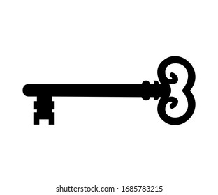 classic key icon vector isolated on white
