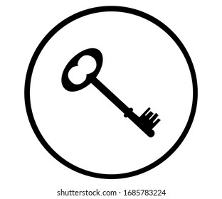 classic key icon vector isolated on white