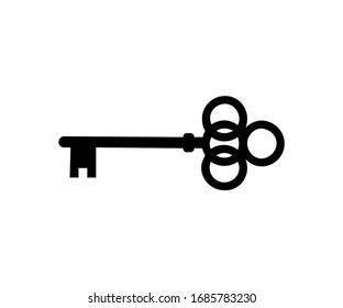 classic key icon vector isolated on white