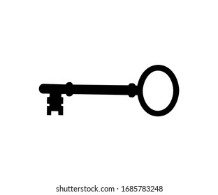 classic key icon vector isolated on white