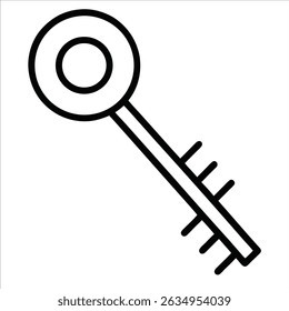Classic key illustrated in continuous line art style with minimalist lines and curves perfect for concepts of security access and unlocking abstract ideas