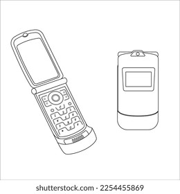 classic keypad mobile phones coloring pages vector, coloring pages for kids.