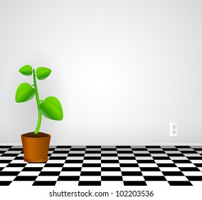 Classic Kitchen Room with plant