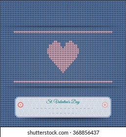 Classic knitted pattern with hearts. Valentines Day Banner, Knitting Pattern, Happy Valentine's Day. Useful for Postcards