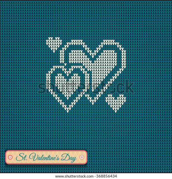 Classic Knitted Pattern Hearts Valentines Day Stock Vector