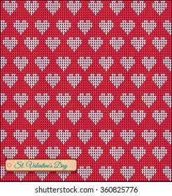 Classic knitted pattern with hearts.Valentines Day Banner, Knitting Pattern, Happy Valentine's Day. Useful for Postcards