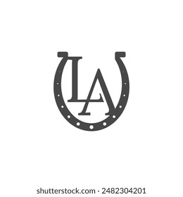 Classic LA initial lettermark isolated by the horse hoof shoes in and minimalist style