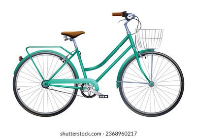 Classic lady city bicycle. Vector illustration isolated on white background