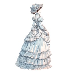 Classic Lady Wearing Afternoon Tea Gown Classic Dress