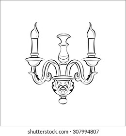 Classic lamp with ornaments. Vector sketch
