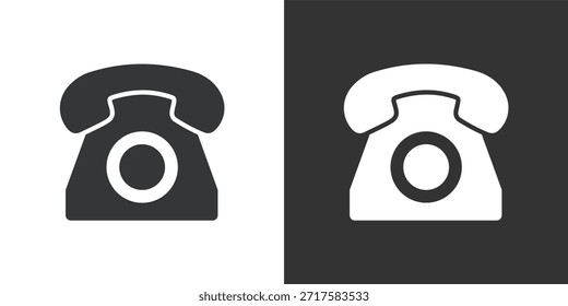 Icono de teléfono fijo clásico. Icono de la serie de glifos sólidos