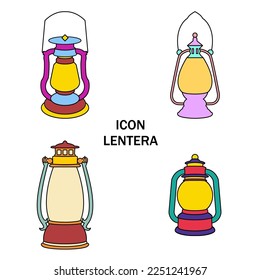 classic lantern icon set with pop up trendy color, flat color. isolated on white
