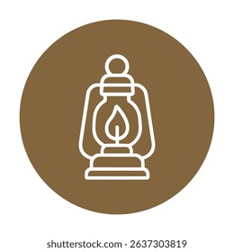 Classic lantern illuminates circular brown background icon illustration element