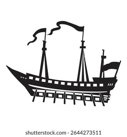 Classic large traditional sailboat silhouette design