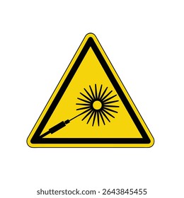 classic laser beam radiation hazard warning danger sign in yellow triangle symbol vector isolated on transparent background