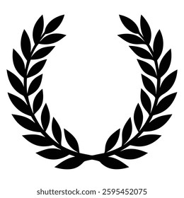Classic Laurel Wreath Symbol in Black and White
