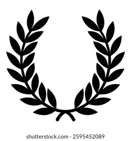 Classic Laurel Wreath Symbol in Black and White