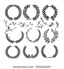 Classic Laurel Wreath Vector Set - Elegant Decorative Elements