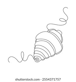 Classic layered mouth-watering croissant drawn in continuous line in minimalism style, delicious breakfast, in one line, editable vector contour