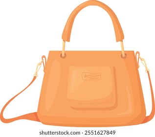 Classic leather bag cartoon icon. Elegant purse isolated on white background