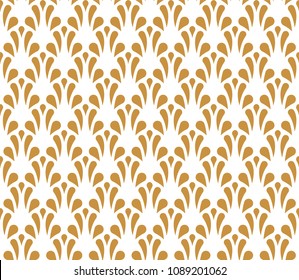 Classic Leaves Art Deco Seamless Pattern. Geometric Leaf Stylish Texture. Abstract Feather Retro Vector Texture.