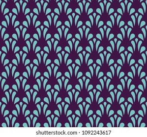 Classic Leaves Art Deco Seamless Pattern. Geometric Leaf Stylish Texture. Abstract Feather Retro Vector Texture.