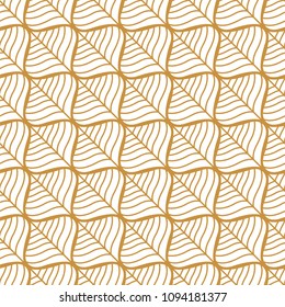 Classic Leaves Art Deco Seamless Pattern. Geometric Leaf Stylish Texture. Abstract Feather Retro Vector Texture.
