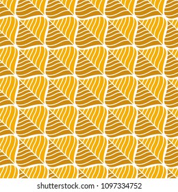 Classic Leaves Art Deco Seamless Pattern. Geometric Leaf Stylish Texture. Abstract Feather Retro Vector Texture.