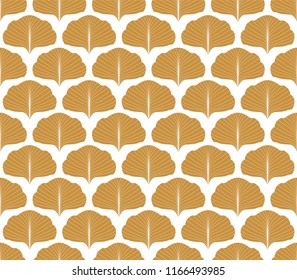 Classic Leaves Art Deco Seamless Pattern. Geometric Leaf Stylish Texture. Abstract Gingko Retro Vector Texture.
