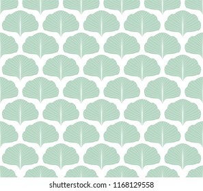 Classic Leaves Art Deco Seamless Pattern. Geometric Leaf Stylish Texture. Abstract Gingko Retro Vector Texture.