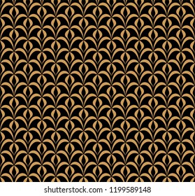 Classic Leaves Art Deco Seamless Pattern. Geometric Leaf Stylish Texture. Abstract Feather Retro Vector Texture.