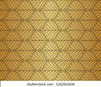 Classic Leaves Art Deco Seamless Pattern. Geometric Leaf Stylish Texture. Abstract Feather Retro Vector Texture.