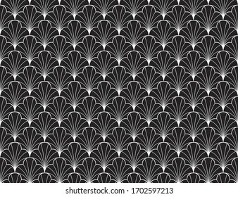 Classic Leaves Art Deco Seamless Pattern. Geometric Leaf Stylish Texture. Abstract Feather Retro Vector Texture.