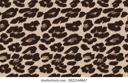 Estampado de leopardo clásico sin patrón de fondo, Vector de piel de animal marrón natural para textiles de moda, ropa y Fondo de pantalla