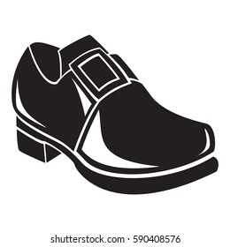 The classic leprechaun black shoe isolated on white vector illustration.